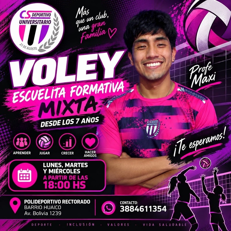 Invitan a sumarse a la escuela formativa de vóley en el Club Universitario